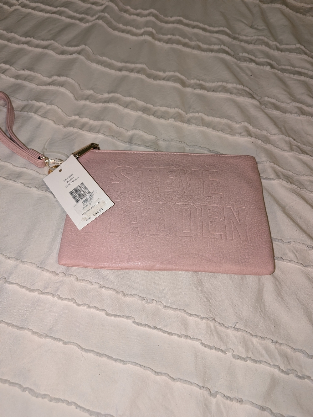 Steve Madden Light Pink Embossed Wristlet Clutch